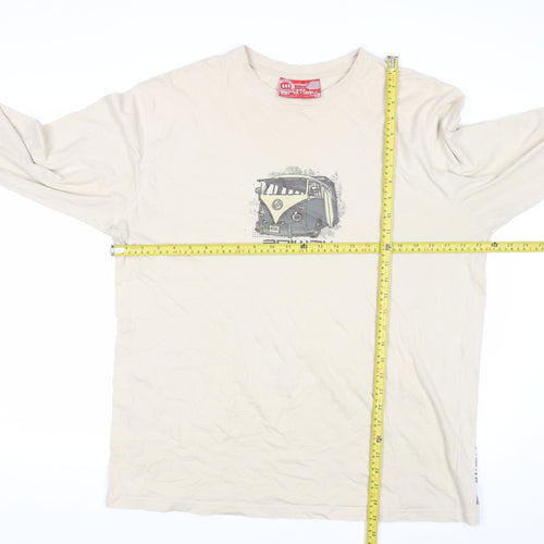 Animal Men’s Beige XL Long Sleeve Cotton Graphic T-Shirt