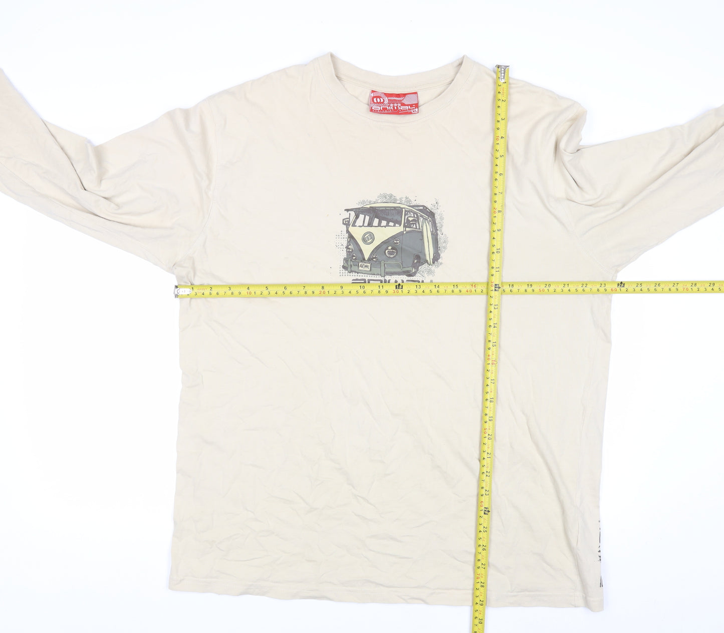 Animal Men’s Beige XL Long Sleeve Cotton Graphic T-Shirt