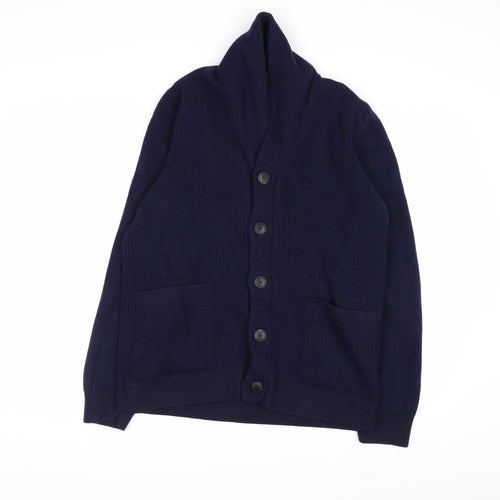 Sunspel Men's Blue Wool Shawl Collar Cardigan M