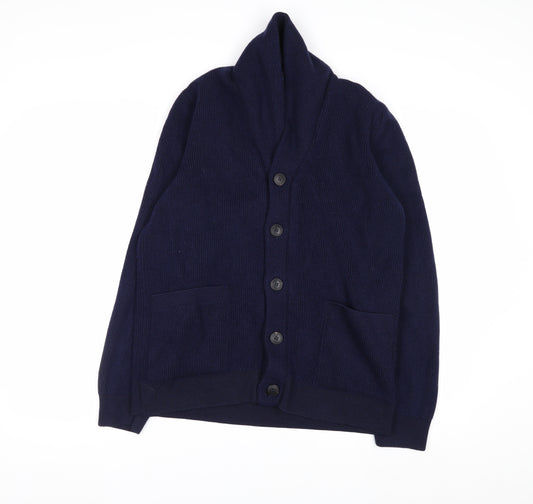 Sunspel Men's Blue Wool Shawl Collar Cardigan M