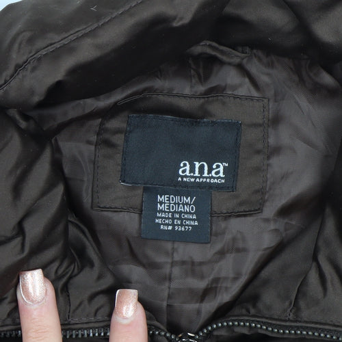 a.n.a Womens Brown Puffer Jacket Size M Quilted Down Winter Coat
