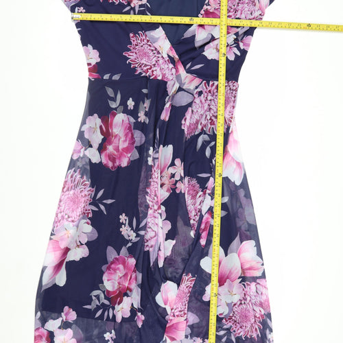 Yours London Womens Blue Floral Wrap Dress Size 20 Midi 3/4 Sleeve