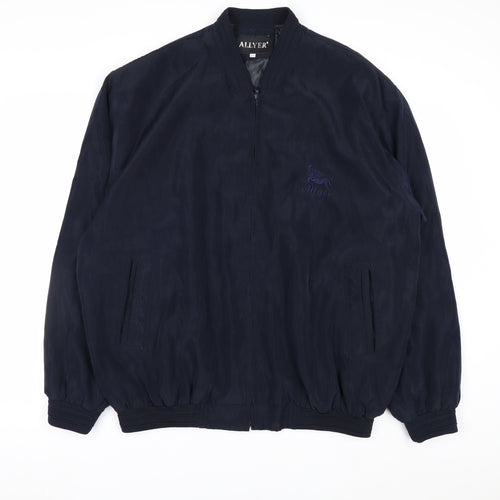 ALLYER Men's Blue 2XL Polyester Bomber Jacket