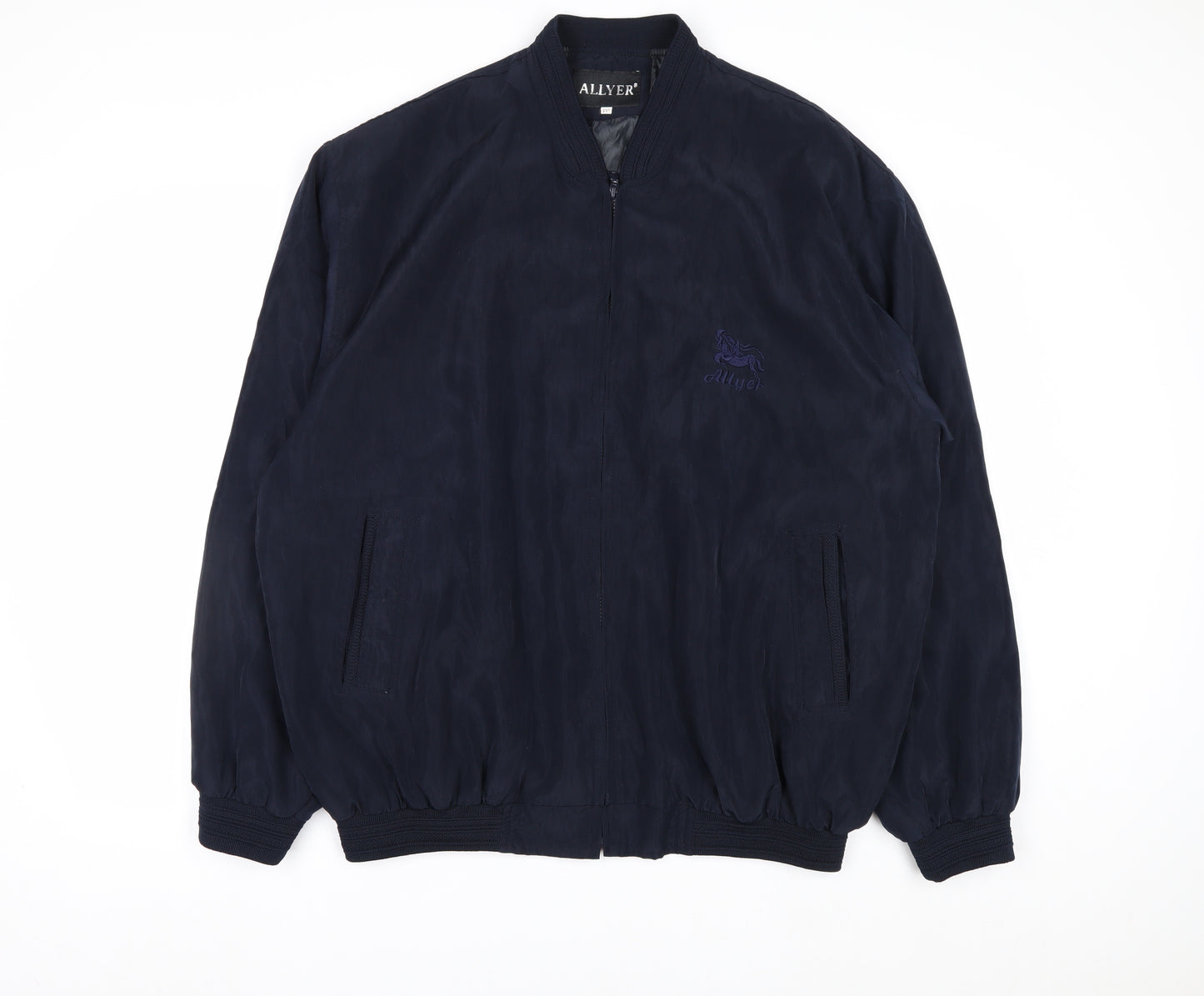 ALLYER Men's Blue 2XL Polyester Bomber Jacket