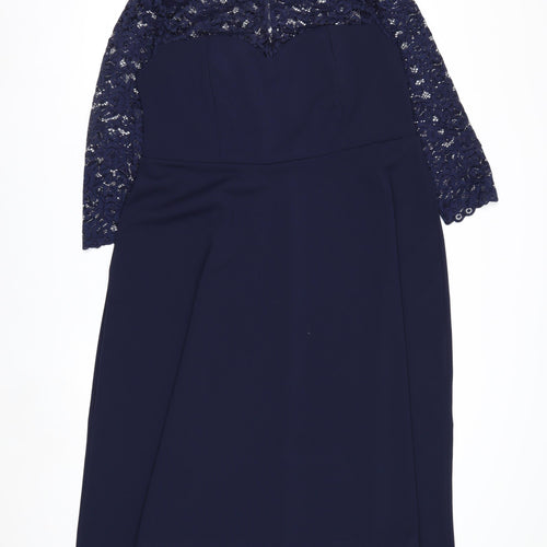 Yours London Women's Blue Lace Fit & Flare Dress Size 18