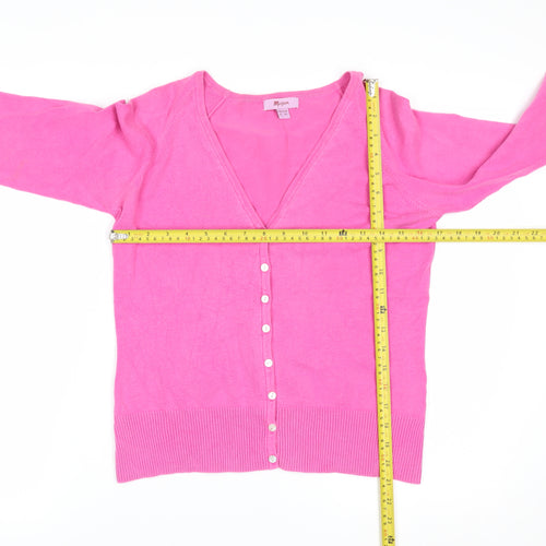 Monsoon Women’s Pink Cotton Blend V-Neck Button Cardigan Size 12