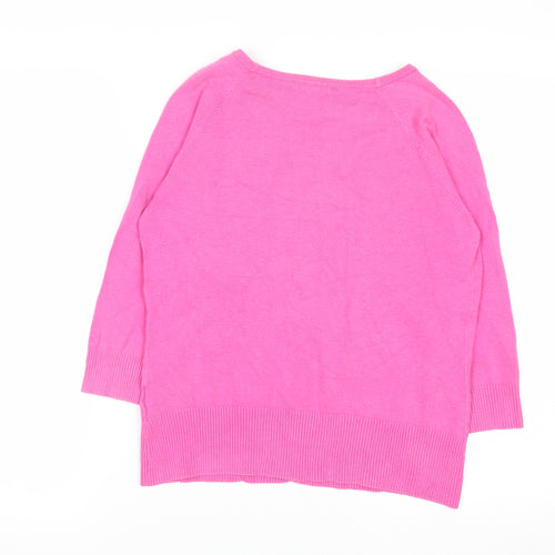 Monsoon Women’s Pink Cotton Blend V-Neck Button Cardigan Size 12