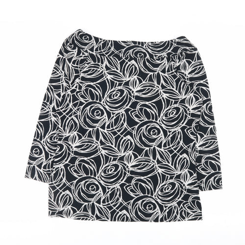 Marks and Spencer Women’s Black Floral Jersey Blouse UK 14 3/4 Sleeve