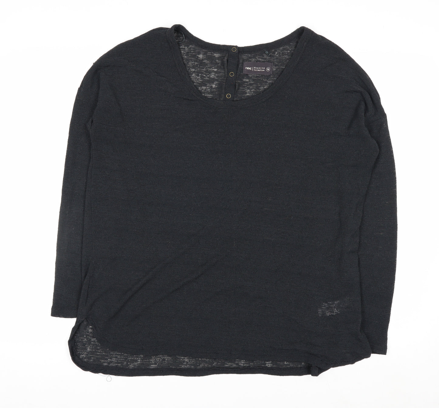 Next Women Black Size 16 Henley Knit Jumper Premium Collection