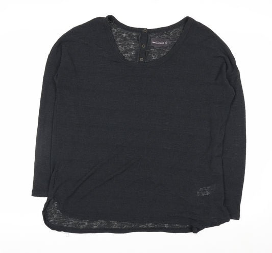 Next Women Black Size 16 Henley Knit Jumper Premium Collection