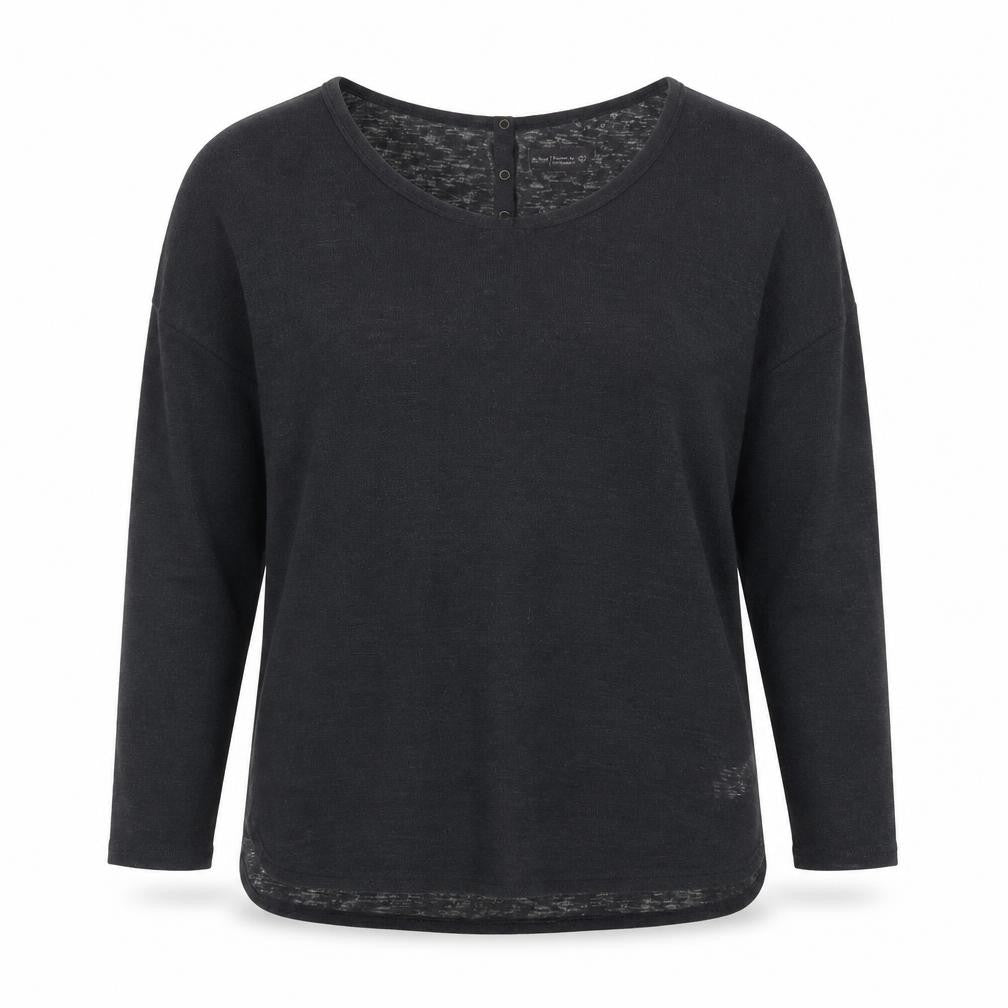 Front view of Next Women Black, size 16, Henley Knit Jumper Premium Collection