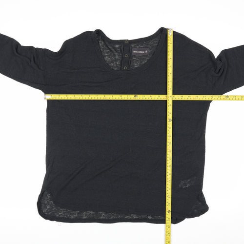 Next Women Black Size 16 Henley Knit Jumper Premium Collection