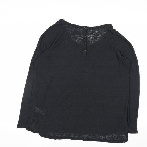 Next Women Black Size 16 Henley Knit Jumper Premium Collection