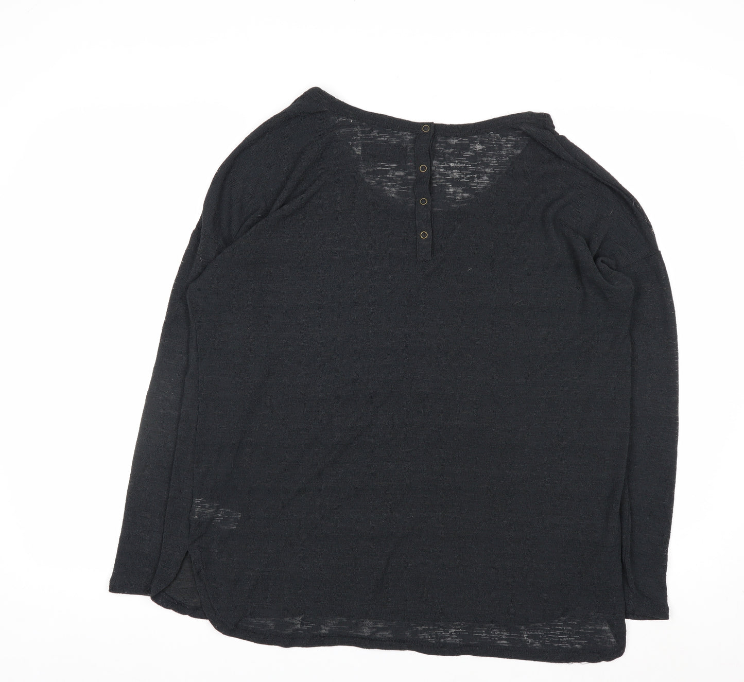 Next Women Black Size 16 Henley Knit Jumper Premium Collection