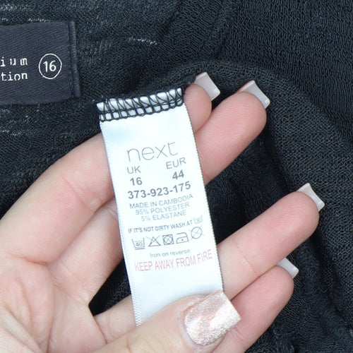 Next Women Black Size 16 Henley Knit Jumper Premium Collection