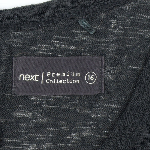 Next Women Black Size 16 Henley Knit Jumper Premium Collection
