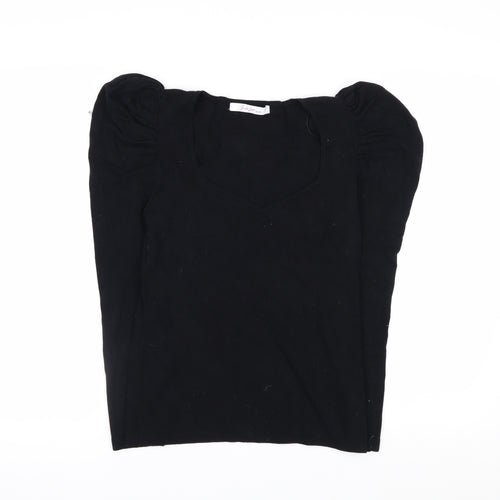 Judi Love by Very Womens Black V-Neck Puff Sleeve Knit Jumper Size 14