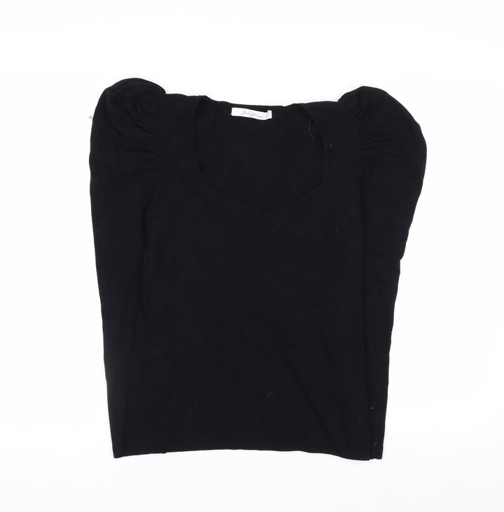 Judi Love by Very Womens Black V-Neck Puff Sleeve Knit Jumper Size 14