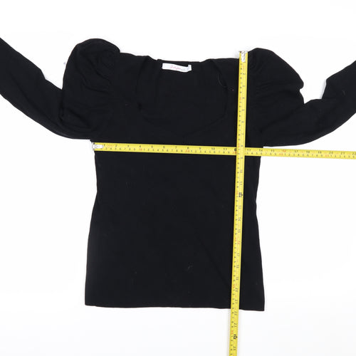Judi Love by Very Womens Black V-Neck Puff Sleeve Knit Jumper Size 14