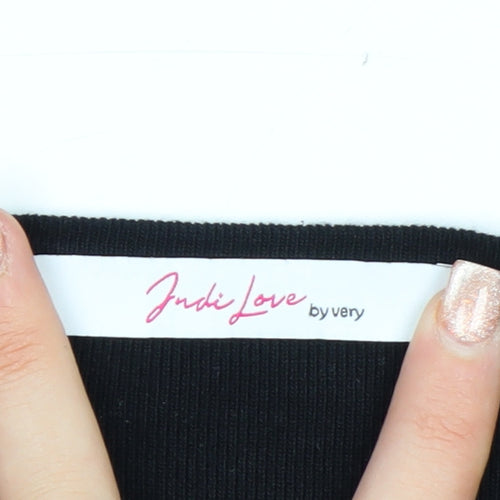 Judi Love by Very Womens Black V-Neck Puff Sleeve Knit Jumper Size 14