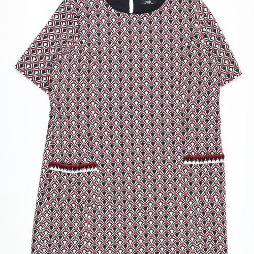 Wallis Women Multicoloured Geometric Shift Dress Size 20 Short Sleeve