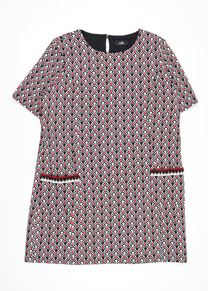 Wallis Women Multicoloured Geometric Shift Dress Size 20 Short Sleeve