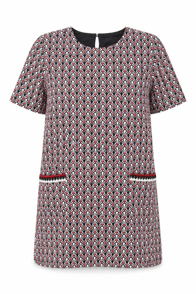 Wallis Women Multicoloured Geometric Shift Dress Size 20 Short Sleeve