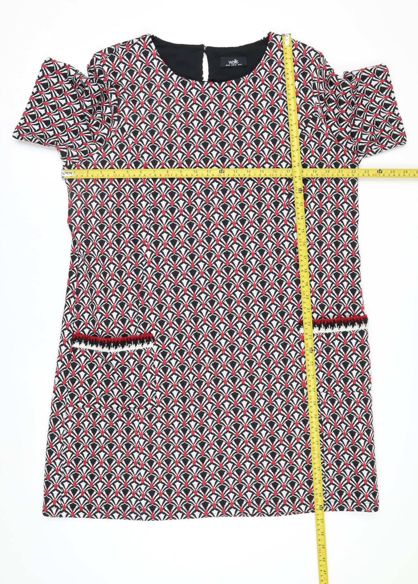 Wallis Women Multicoloured Geometric Shift Dress Size 20 Short Sleeve