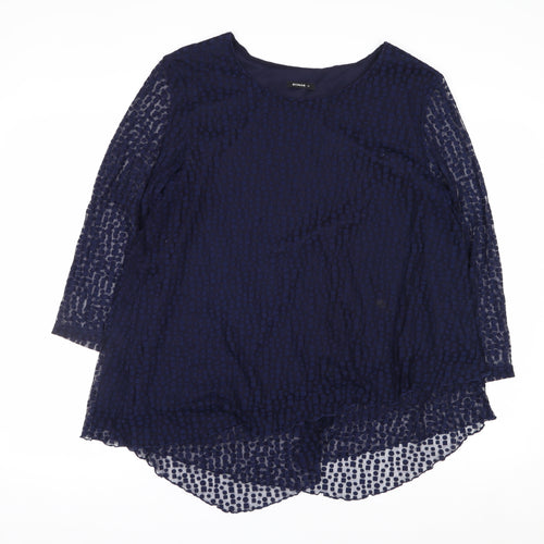 Roman Women’s Blue Mesh 3/4 Sleeve Tunic Blouse Size 18