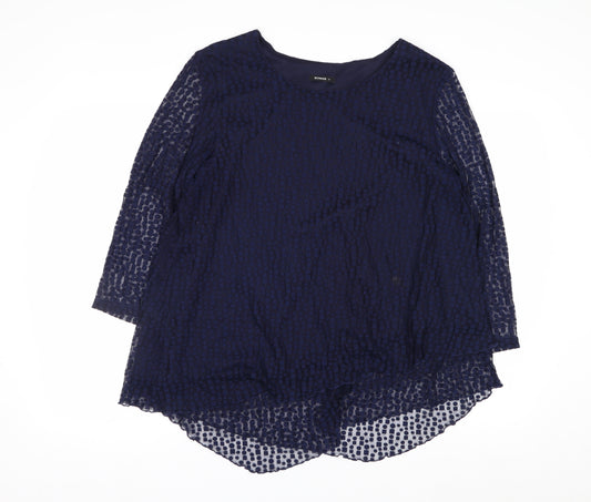 Roman Women’s Blue Mesh 3/4 Sleeve Tunic Blouse Size 18