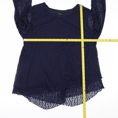 Roman Women’s Blue Mesh 3/4 Sleeve Tunic Blouse Size 18