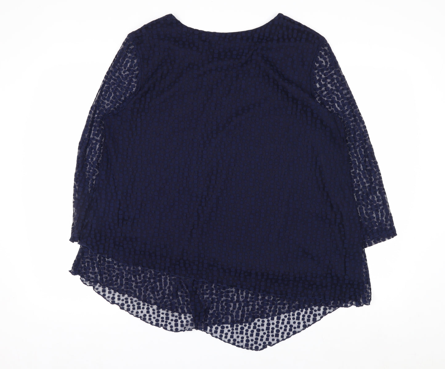 Roman Women’s Blue Mesh 3/4 Sleeve Tunic Blouse Size 18