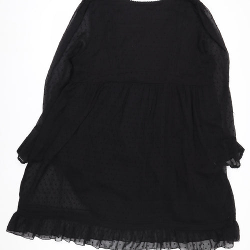 Next Women Black Knee Length Shift Dress Size 18 Tall Chiffon Long Sleeve