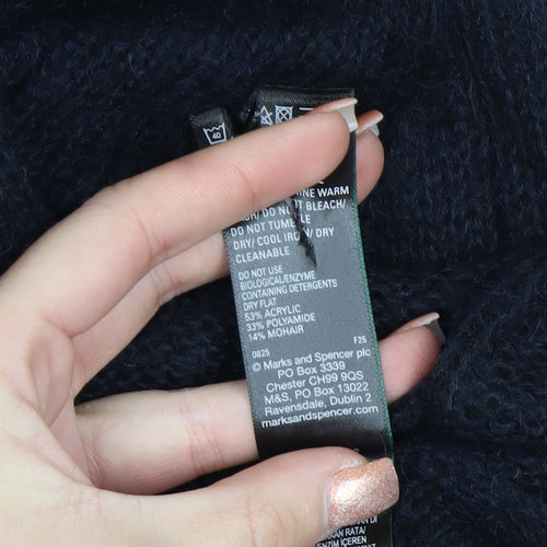 Marks and Spencer Per Una Women's Blue Long Sleeve Mohair Blend Jumper Size M