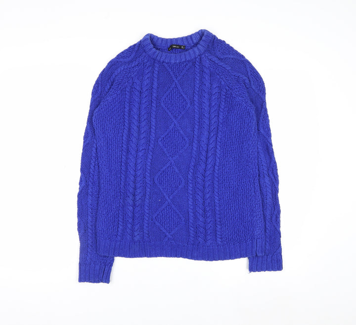 Zara Women Blue Cable Knit Crew Neck Jumper Size S