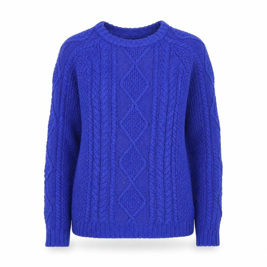 Front view of Zara Women Blue Cable Knit Crew Neck Jumper, size S