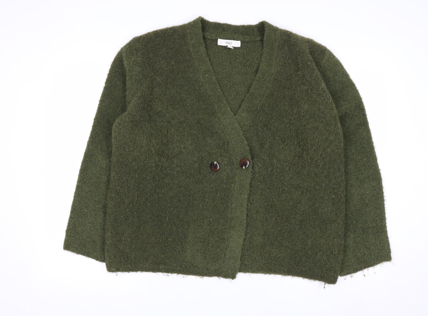 Marks and Spencer Women’s Green Wool Blend V-Neck Button Cardigan M