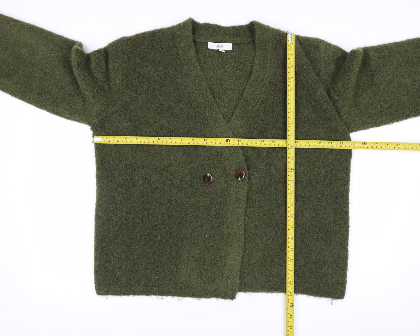 Marks and Spencer Women’s Green Wool Blend V-Neck Button Cardigan M