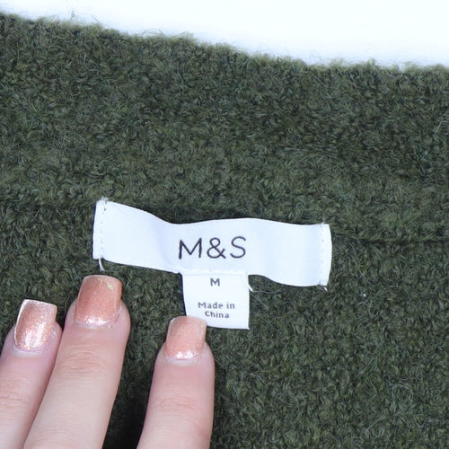 Marks and Spencer Women’s Green Wool Blend V-Neck Button Cardigan M