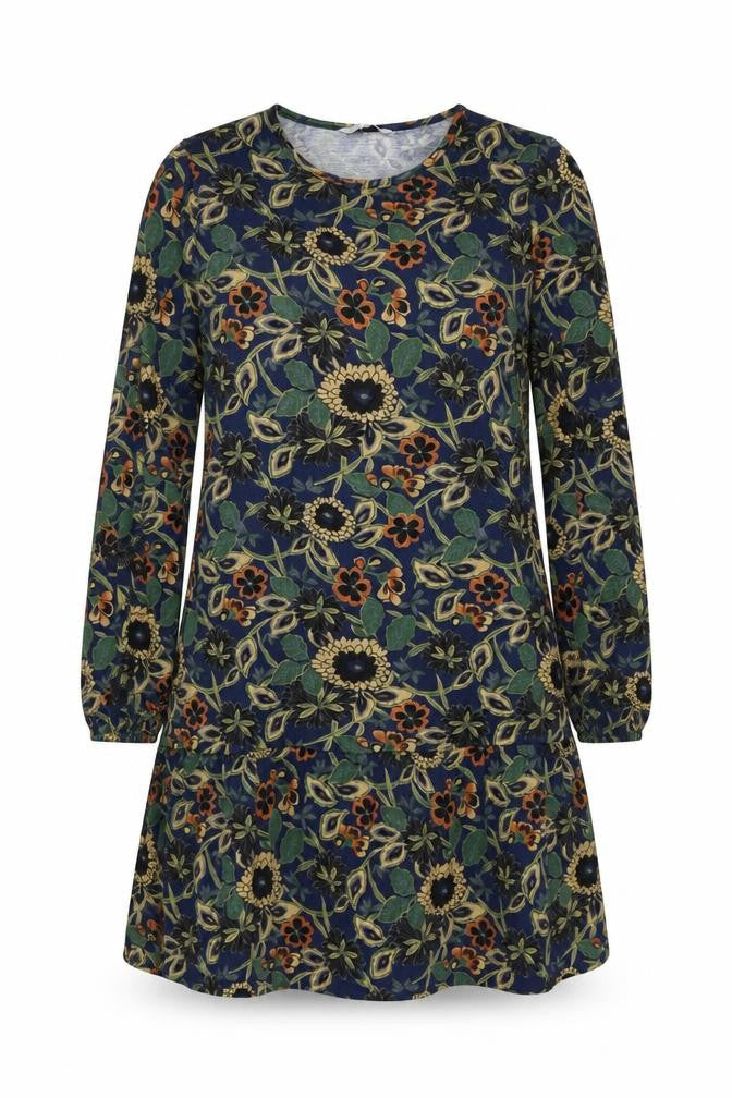 Front view of Pebble Bay women’s multicoloured floral shift dress m long sleeve