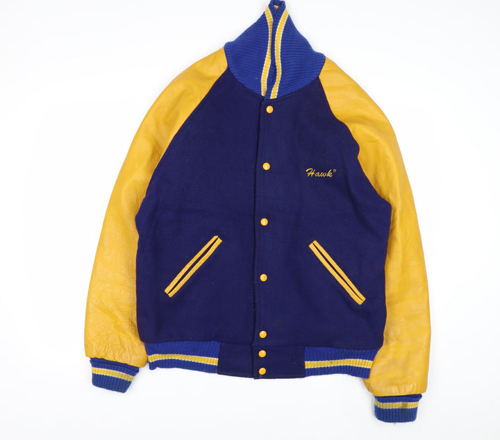 MPC Sports Men’s Blue Varsity Jacket Medium Wool Leather Retro