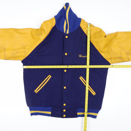 MPC Sports Men’s Blue Varsity Jacket Medium Wool Leather Retro