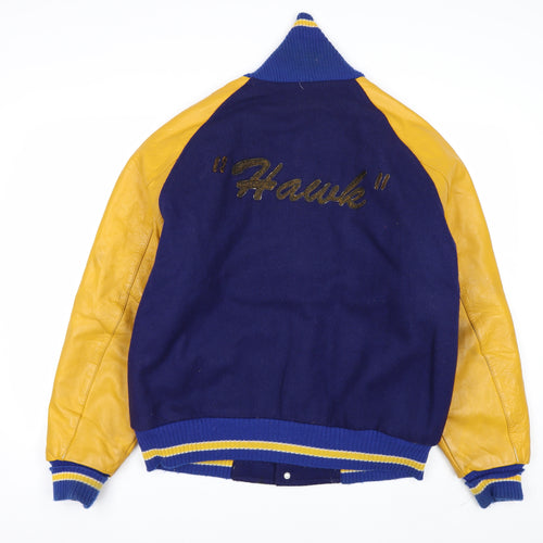 MPC Sports Men’s Blue Varsity Jacket Medium Wool Leather Retro
