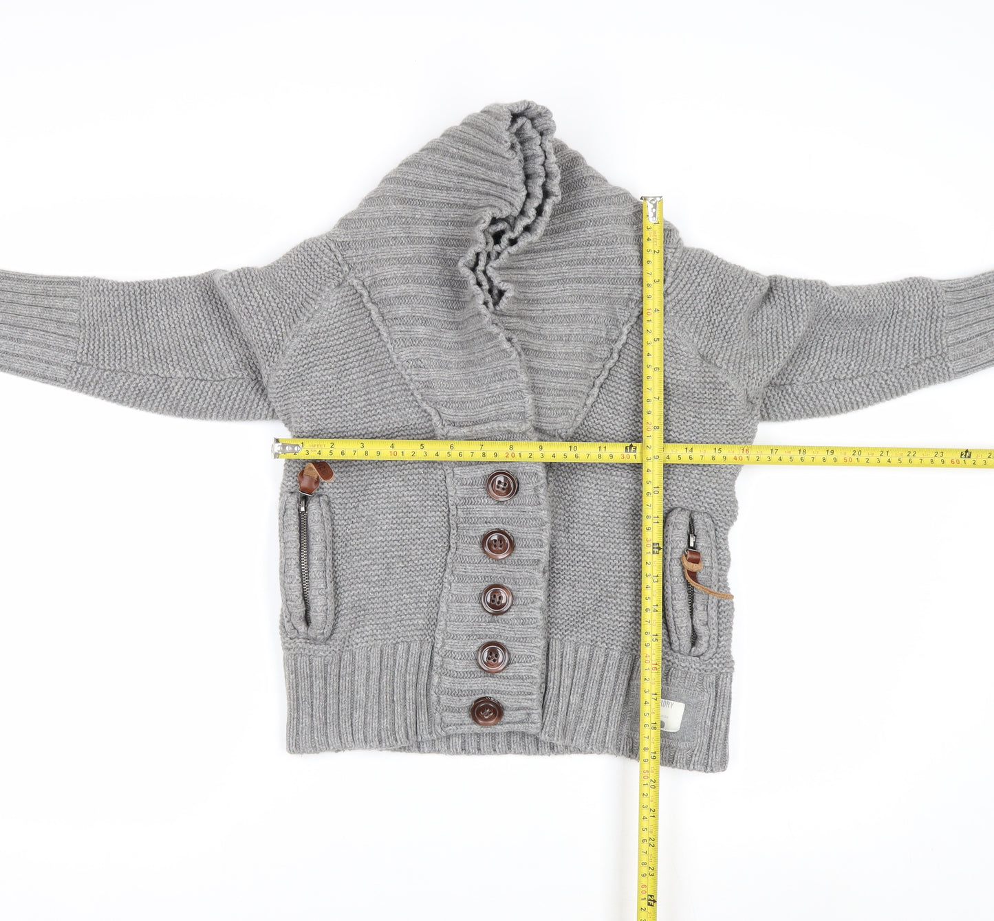 Superdry Womens Grey Shawl Collar Button Cardigan Medium Knitwear