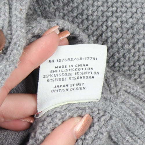Superdry Womens Grey Shawl Collar Button Cardigan Medium Knitwear