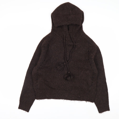 Marks and Spencer Per Una Women's Brown Alpaca Blend Hooded Jumper S