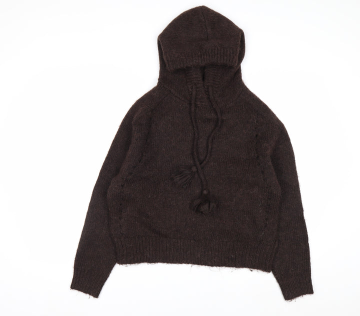 Marks and Spencer Per Una Women's Brown Alpaca Blend Hooded Jumper S