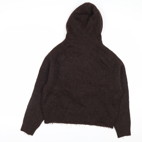 Marks and Spencer Per Una Women's Brown Alpaca Blend Hooded Jumper S