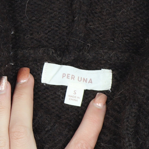 Marks and Spencer Per Una Women's Brown Alpaca Blend Hooded Jumper S