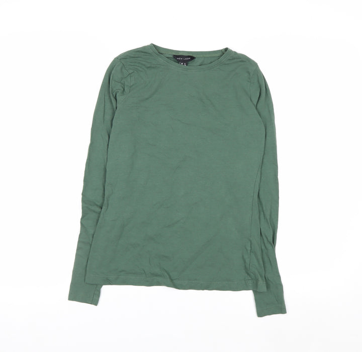 New Look Women’s Green Long Sleeve Basic Cotton T-Shirt Size 6